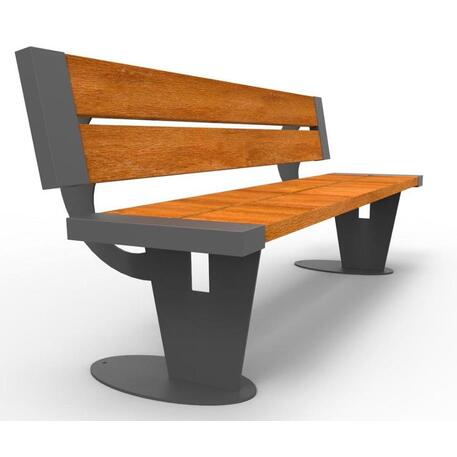 Металлическая скамейка со спинкой, изготовленная из древесины Ироко 'Premium Collection / STF/13-04-19/MDL'