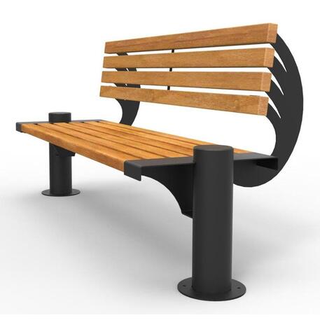 Металлическая скамейка со спинкой из дерева Ироко 'Premium Collection / STF/13-04-07/MDL'