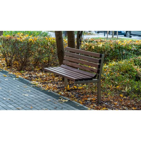 Metalinis suoliukas su atlošu, pagamintas iš Iroko medienos 'Premium / STF/04-03-02_01/MDL'