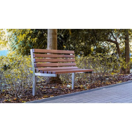 Metalinis suoliukas su atlošu, pagamintas iš Iroko medienos 'Premium / STF/04-03-02_01/MDL'