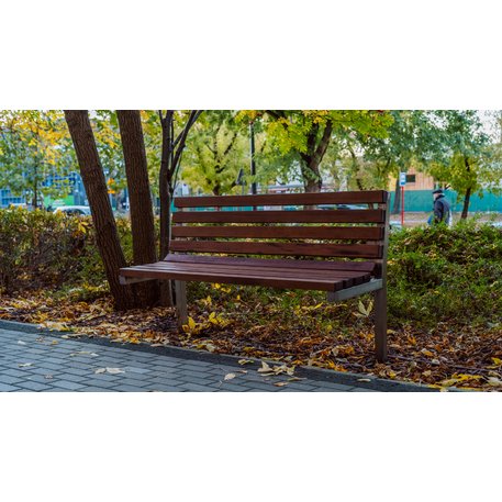 Metalinis suoliukas su atlošu, pagamintas iš Iroko medienos 'Premium / STF/04-03-02_01/MDL'