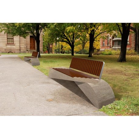 HPC Terrazzo betoninis suolas su atlošu ir medine sėdimąja dalimi BS-248 | Urban Premium Collection