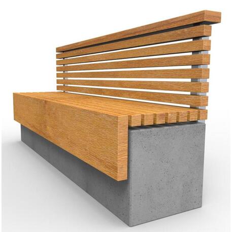 Betoninis suolas su atlošu ir Iroko medienos sėdima dalimi 'Premium Collection / STF/13-04-73/MDL'