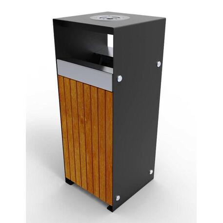 Metalinė šiukšliadėžė su Iroko medienos apdaila 'Exclusive / STF/19-07-03/MDL_70L'