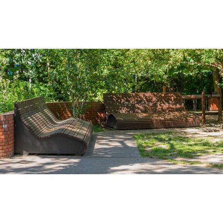 Metalinis gultas, šezlongas su medine gulimaja dalimi iš Iroko medienos 'Premium Collection / STF/25-04-15/MDL'