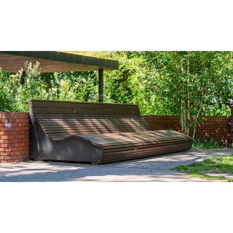 Metalinis gultas, šezlongas su medine gulimaja dalimi iš Iroko medienos 'Premium Collection / STF/25-04-15/MDL'