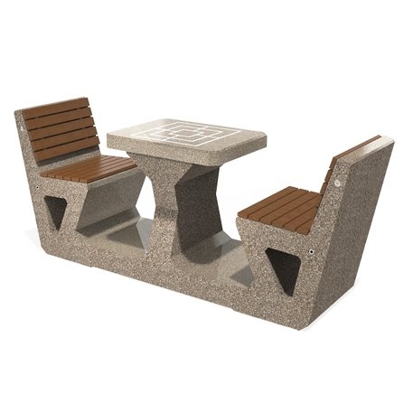 Concrete playing table and benches 2 pcs. '231x60xH/95cm / BS-282'