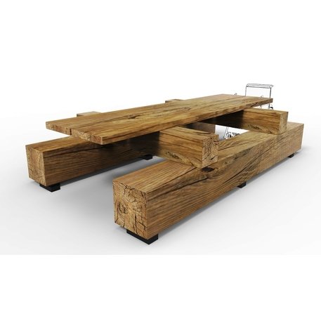 Solid oak benches 2 pcs. + table 'STF/27-02-06/MDL'