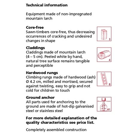 Children's playground element 'L3.20800 _Pentagonal Tower, larch and steel feet'