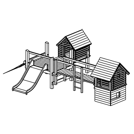 Элемент детской площадки 'L4.11004_House Group C made of larch'