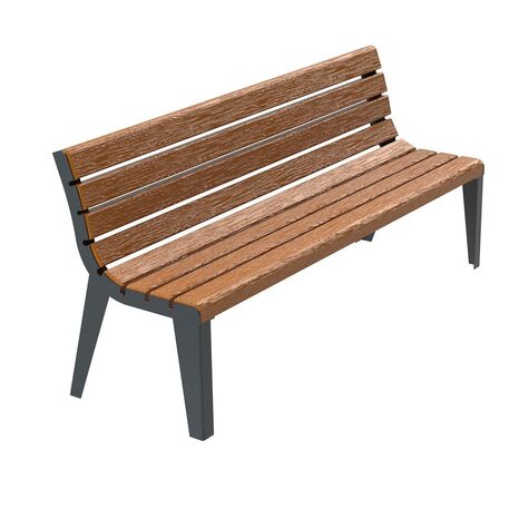 Металлическая скамейка со спинкой, изготовленная из древесины Ироко 'Urbano MRW_1352'