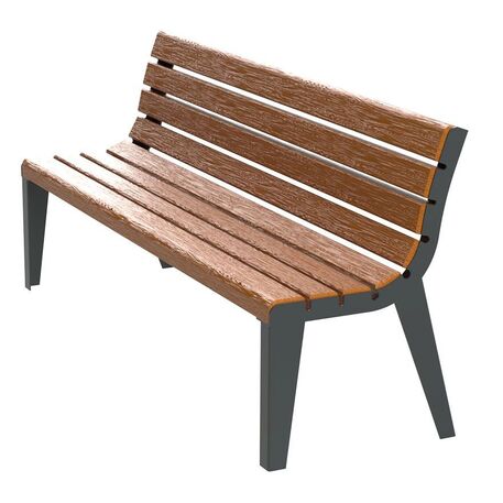 Металлическая скамейка со спинкой, изготовленная из древесины Ироко 'Urbano MRW_1352'