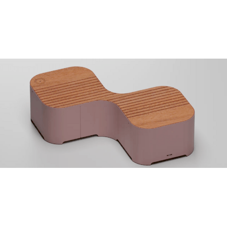 Modulare intelligente Stadtbank mit USB, WiFi und Okoumé-Holz 'Pinch_608-2M'