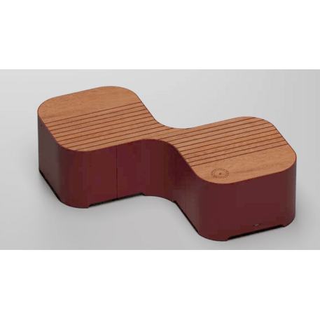 Modulare intelligente Stadtbank mit USB, WiFi und Okoumé-Holz 'Pinch_608-2M'