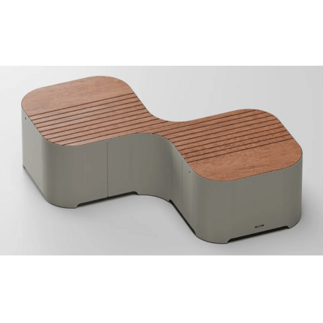 Modulare intelligente Stadtbank mit USB, WiFi und Okoumé-Holz 'Pinch_608-2M'