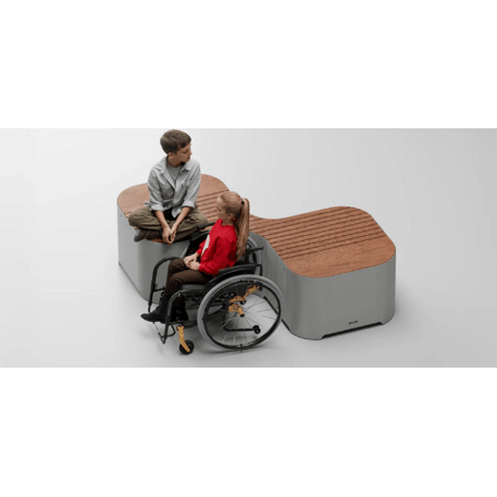 Modulare intelligente Stadtbank mit USB, WiFi und Okoumé-Holz 'Pinch_608-2M'
