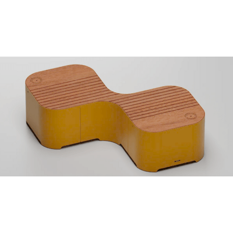 Modulare intelligente Stadtbank mit USB, WiFi und Okoumé-Holz 'Pinch_608-2M'