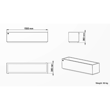 Metalinis lauko vazonas, gėlinė 'Premium / 150x38xH/38cm / BS-402'
