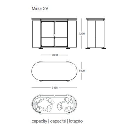 Rūkymo stoginė + Autobusų stotelės laukimo paviljonas 'Smoke Minor 2V / 343,5cm'