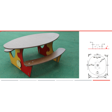 Žaidimų stalas su suolais vaikų aikštelėms 'MO_TA-7009-15'