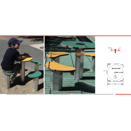 Spalvotas suoliukas vaikų žaidimo aikštelėms 'MO_BA-2008-05'