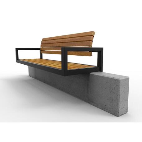 Metalinis suoliukas su atlošu, pagamintas iš Iroko medienos, tvirtinamas prie betoninių postamentų arba sienų 'Premium / STF/02-04_05_08/MDL'