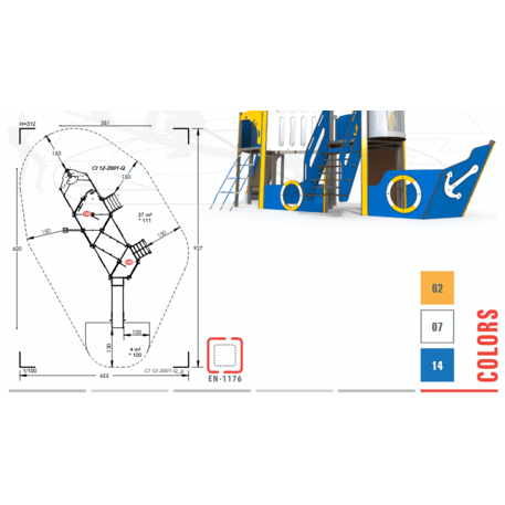  Vaikų žaidimo aikštelės kompleksas, kolekcija 'Piratų laivas / MBG-1203_CI 12-2001-Q98'