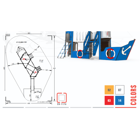  Vaikų žaidimo aikštelės kompleksas, kolekcija 'Piratų laivas / MBG-1204_CI 12-2001-T01'