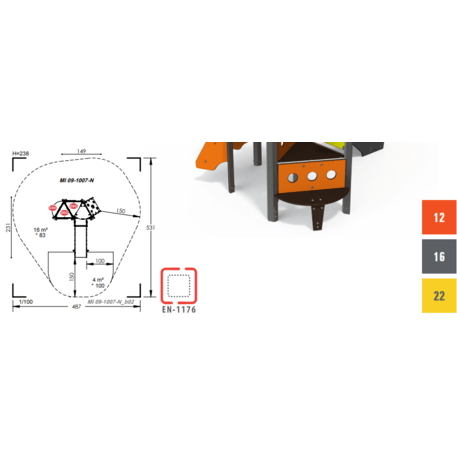 Žaidimų aikštelių kompleksas vaikams nuo 2 metų amžiaus – kolekcija 'MINI / MBG-2154_MI 09-1007-N22'