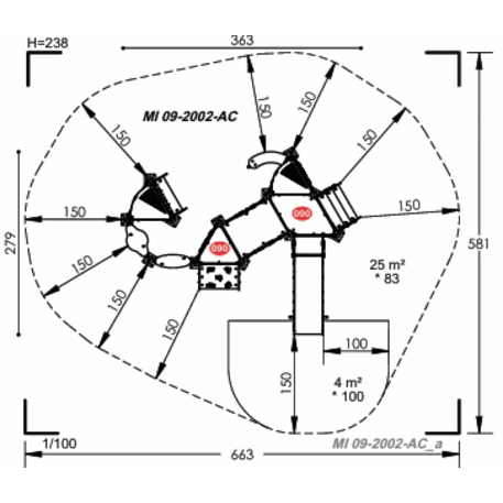 Žaidimų aikštelių kompleksas vaikams nuo 2 metų amžiaus – kolekcija 'MINI / MBG-2205_MI 09-2002-AC07'