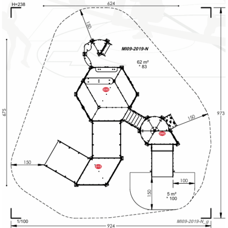 Žaidimų aikštelių kompleksas vaikams nuo 2 metų amžiaus – kolekcija 'MINI / MBG-2228-MI 09-2019-N22'