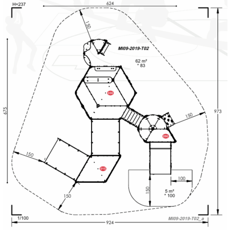 Žaidimų aikštelių kompleksas vaikams nuo 2 metų amžiaus – kolekcija 'MINI / MBG-2230-MI 09-2019-T02'