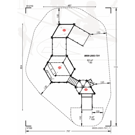 Žaidimų aikštelių kompleksas vaikams nuo 2 metų amžiaus – kolekcija 'MINI / MBG-2294_MI 09-2083-T01'