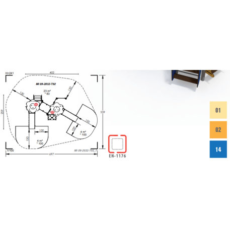 Žaidimų aikštelių kompleksas vaikams nuo 2 metų amžiaus – kolekcija 'MINI / MBG-2241_MI 09-2032-T02'