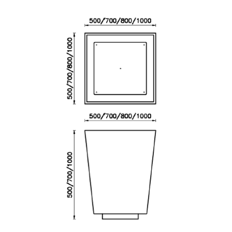 Kvadratinis metalinis lauko vazonas (gėlinė) 'Piramide / Piramidale'