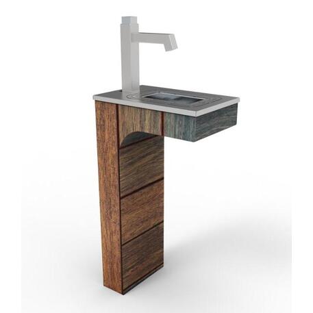 Metalinis geriamo vandens fontanas (kolonėlė) su IROKO medienos apdaila 'Premium Collection / STF/26-41-01/MDL'