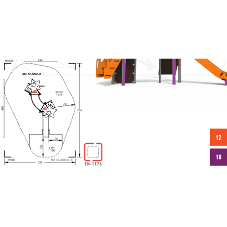 Žaidimų aikštelių kompleksas vaikams nuo 2 iki 10 metų amžiaus – kolekcija 'MAXI / MBG-2387_MA 12-2002-O18'