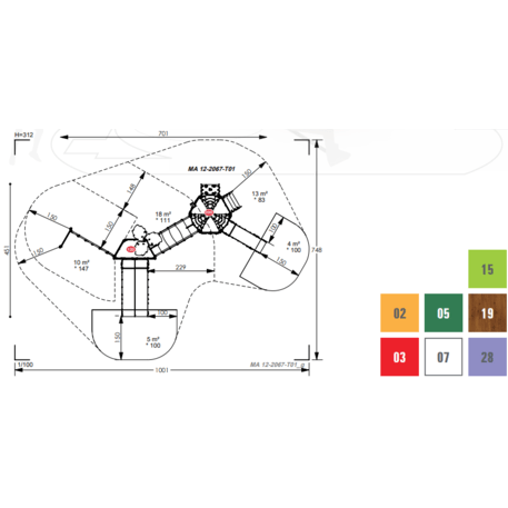 Complesso per parco giochi per bambini dai 2 anni – collezione 'MAXI / MBG-2418_MA 12-2067-T01'