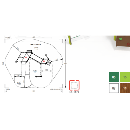 Complesso per parco giochi per bambini dai 2 anni – collezione 'MAXI / MBG-2449_MA 12-2091-P15'