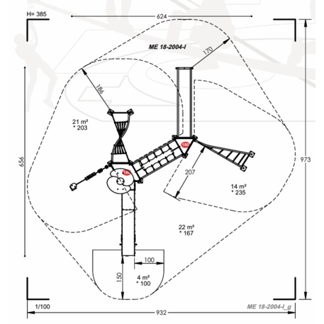 Комплекс детских площадок для детей от 2 до 12 лет – коллекция 'MEGA / MBG-2538_ME 18-2004-I15'