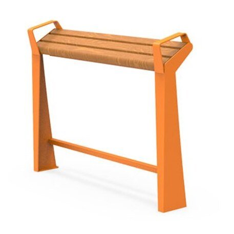 Schienale da appoggio in piedi per fermate degli autobus in legno di iroko 'Flow / 004202'