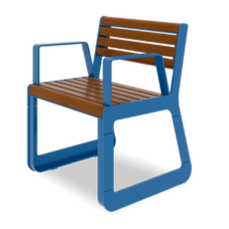 Sedia in metallo con schienale in legno di iroko 'Sido / 001610'