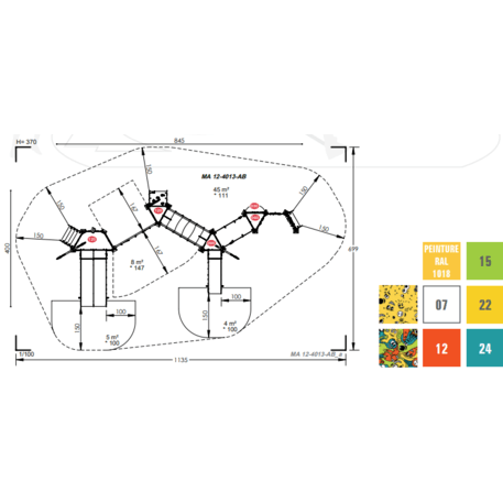 Kompleks placu zabaw dla dzieci od 2. roku życia – kolekcja 'MAXI / MBG-2500_MA 12-4013-AB22'
