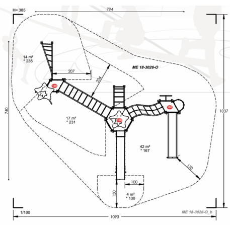 Žaidimų aikštelių kompleksas vaikams nuo 2 iki 12 metų amžiaus – kolekcija 'MEGA / MBG-2582_ME 18-3026-O99'