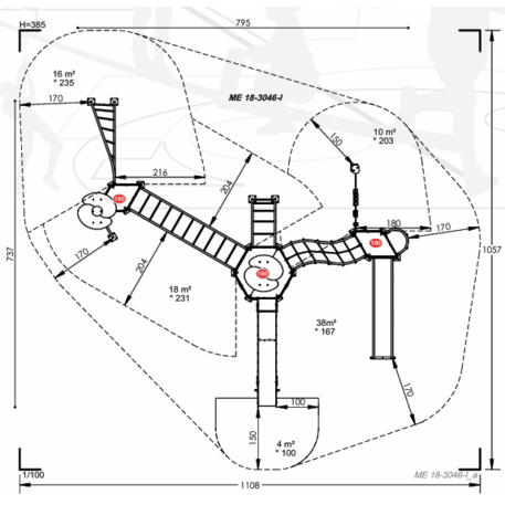 Žaidimų aikštelių kompleksas vaikams nuo 2 iki 12 metų amžiaus – kolekcija 'MEGA / MBG-2605_ME 18-3046-I22'