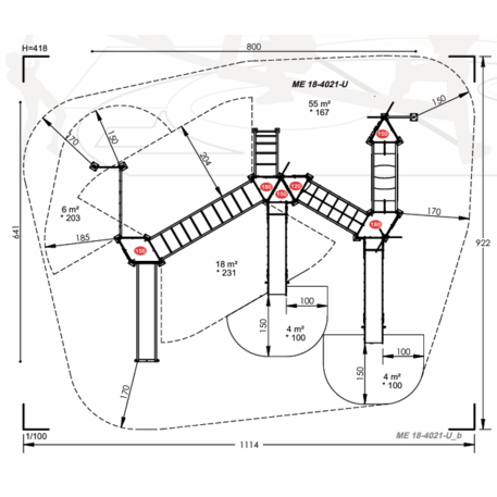 Žaidimų aikštelių kompleksas vaikams nuo 2 iki 12 metų amžiaus – kolekcija 'MEGA / MBG-2613_ME 18-4021-U29'