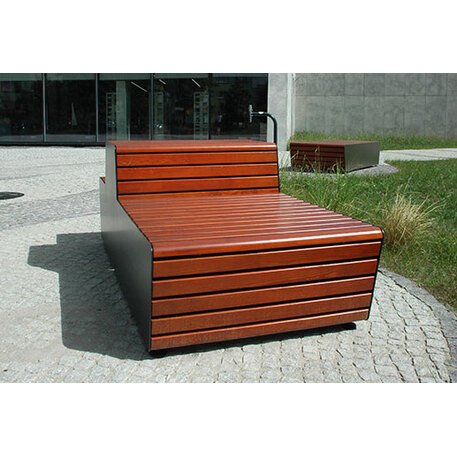 Metalinis suolas (suoliukas) su / be atlošo, pagamintas iš Iroko medienos 'Fin Urban design / 001283'