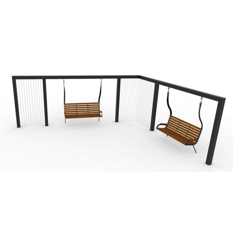 Metalinės lauko supynės su iroko medienos suolu 'Premium Collection / STF/28-31-08/MDL'