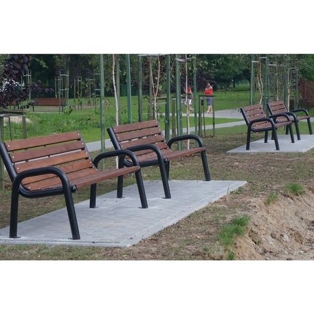 Metalinis suolas su atlošu ir medine sėdimąja dalimi 'MBG/18-Promyk I / 150-180cm'