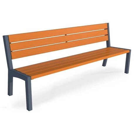 Металлическая скамейка со спинкой и деревянным сиденьем 'MBG/28-Asteria II / 190cm'